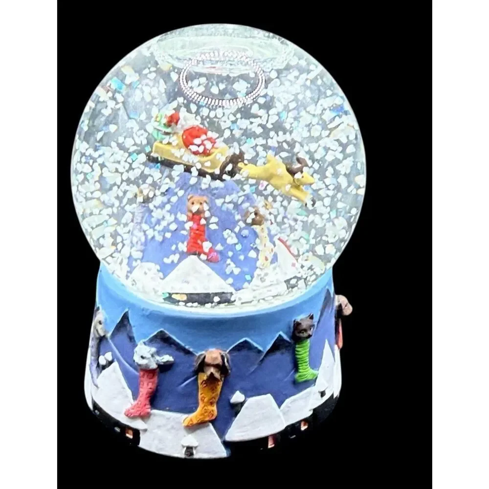Neiman Marcus & Dept. 56 Collab Christmas 1991 Mini Snow Globe Santa & Sleigh